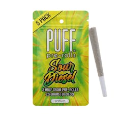 2.5g Sour Diesel Pre-Roll Pack (.5g - 5 Pack) - PUFF