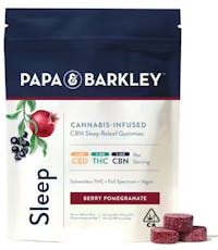 PAPA & BARKLEY: Berry Pomegranate 1:1:1 Sleep Releaf Gummies (CBD:THC:CBN) 20-Piece/300mg