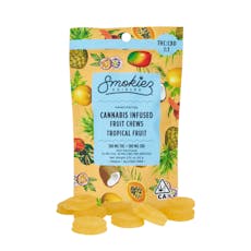 200mg 1:1 THC:CBD Tropical Fruit Chews (10mg THC, 10mg CBD - 10 pack) - Smokiez