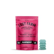 Kiva Lost Farm Live Resin Gummies Raspberry Sunset Mintz