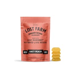 Kiva Lost Farm Live Resin Gummies GSC Sherbet Juicy Peach