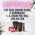 Blue Dreaming: 1 OZ Smoakland Black (Blue Dream), 2 Hardrockz, 1 (.5g) Preroll | 99.99+tax