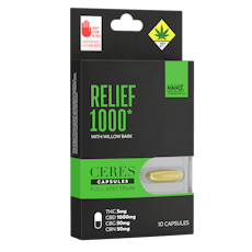 Ceres | Relief 1000 | Capsules | DOH | 10pk | 1000mg CBD : 50mg CBG : 50mg CBN : 3mg THC
