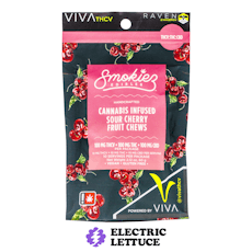 Smokiez Sour Cherry 100mg THCV : 100mg THC : 100mg CBD Fruit Chews 10pk