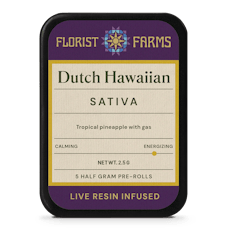 Florist Farms | Live Resin Infused | Dutch Hawaiian | 1/2 Gram Joints | 5pk