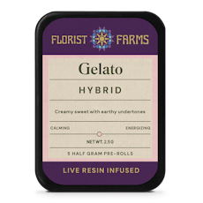 Florist Farms | Infused Pre Rolls | Gelato | Hybrid | .5g 5pk