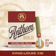 Anthem Bold | King Louis XIII | Glass Tip Infused Preroll 5pk x 0.5g