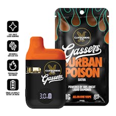 Claybourne Co. Gassers - Durban Poison - 1g AIO Liquid Diamonds Vape