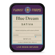 Florist Farms - Blue Dream - 5 x .5g Live Resin Infused Pre-Rolls