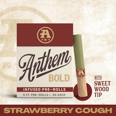 Anthem | Strawberry Cough | Wood Tip Infused Prerolls | 5pk x 0.25g | 2.5g