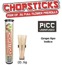 Picc | Chopsticks Uninfused Preroll | Grape Ape .5g 2pk | 1g