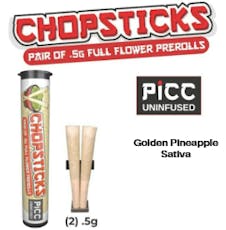 Picc | Chopsticks Uninfused Preroll | Golden Pineapple .5g 2pk | 1g