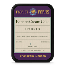Florist Farms | Banana Cream Cake .5 Live Resin Infused Joints | 2.5g