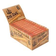 Zig Zag: Pre Rolled Cone- Zig Zag Unbleached 1 1/4 qty 6