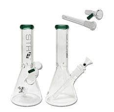 STR8 - Water Bubbler Beaker W/ Ice Catcher - Bong - Teal - 10"