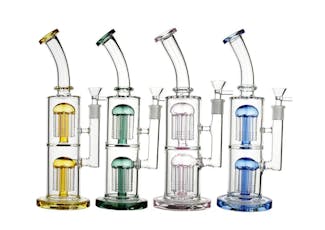 Double Jellyfish - Water Perc - Bong - Pink - 12"