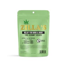 ZILLA'S | RELIEF FOR MIND & BODY | CBD:CBG GUMMIES | 100MG:100MG