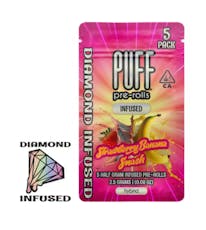 PUFF | DIAMOND INFUSED | STRAWBERRY BANANA SMASH | 5PK PRE-ROLLS | 2.5G