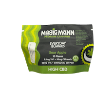 Everyday Sour Apple Gummies I 25mg THC 500mg CBD I Magic Mann