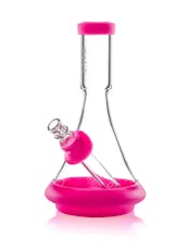 GRAV - GLASS - DECO BEAKER WITH SILICONE - TOXIC PINK