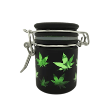 Black Frosted Green Leaves Stash Jar | Mini