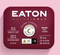 EATON BOTANICALS | NIGHTLY NIGHTCAP GUMMIES THC+CBN (1:1) | DARK CHERRY | 100MG(20PK)