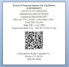 Tyson 2.0 Sonoran Sunrise (S) 3.5g Flower (C0070000427)