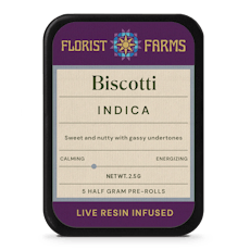 Florist Farms Live Resin Infused Pre-rolls .5g/5pk - Biscotti