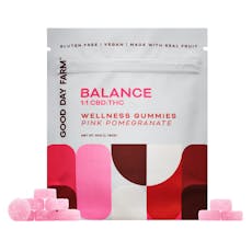 GDF: Wellness Gummies | BALANCE 1:1 Pink Pomegranate | 100mg CBD : 100mg THC | 10pk