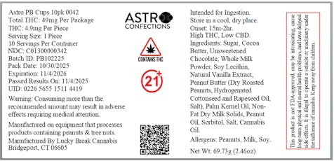 Astro PB Cups 10pk 0342