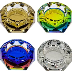 LuvBuds | 4" Faceted Octagon Iridized Glass Ashtray | Assorted Colors