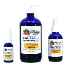 The Healing Rose | Lemon Ginger | 2:1 CBD:CBG | Massage and Body Oil | 375mg | 30ml
