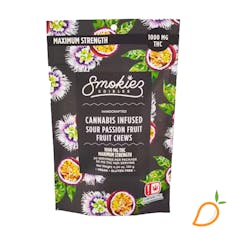 1000mg Sour Passion Fruit Chews Smokiez