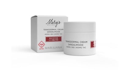 400mg Transdermal Cream | "Recover" 1:1 THC:CBD (Sandalwood)