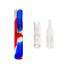 Beamer Silicone & Glass Dab N' Flower Chillum Dab Straw Quartz Octo 3pc