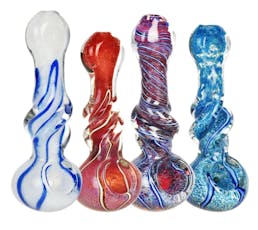 Mid-Twist Swirl Frit Glass Spoon Pipe | 4.5"