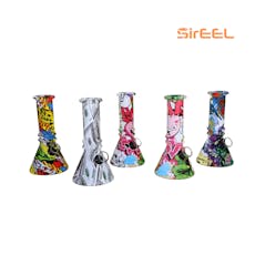 SirEEL | 6" Image Transfer Glass Beaker Bong with Flower Bowl | Assorted Colors