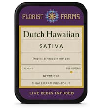 Florist Farms | Dutch Hawaiian - Live Resin Infused Pre-Rolls | 2.5g 5pk