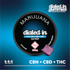 Dialed In: Rosin Gummies | Acai Berry Sleep 1:1:1 | 100mg THC : 100mg CBD : 100mg CBN | 20pk