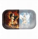 V Syndicate - 7"x5.5" Metal Rolling Tray with 1/2 Removable Silicone Cover (Devil vs Angel)