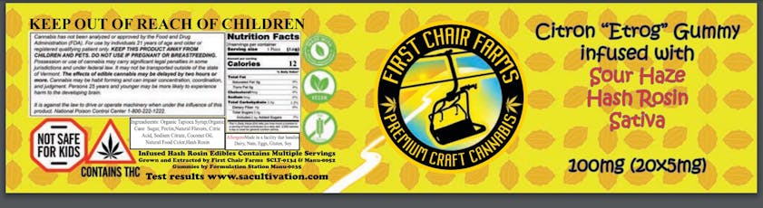 100mg Sour Haze Hash Rosin Citron "Etrog" Gummy