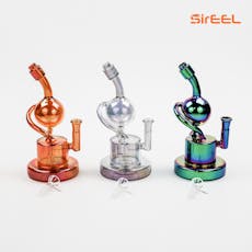 SirEEL - 9" Iridized Ball Recycler Bong with Flower Bowl - Assorted Colors