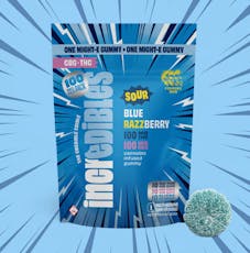 Incredibles Gummies Sour Blue Razzberry (1:1) 100mg 1pc