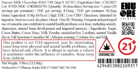 Encore Milk Chocolate RSO T90.2mg S 26791
