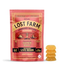 Lost Farm 100mg Live Resin Gummies | Juicy Peach x Super Boof (hybrid)