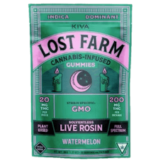 Watermelon x Garlic Mints 200mg Live Rosin Gummies by Kiva Lost Farms