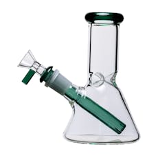 6" Beaker Bong - Clear with Lake Green