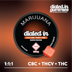 Dialed In: Rosin Gummies | Blood Orange 1:1:1 | 100mg THC : 100mg THCV : 100mg CBC | 20pk