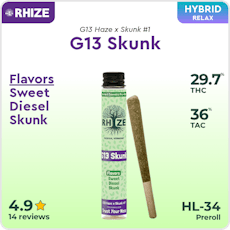 Rhize Cannabis Company | G13 Skunk | Indoor | Living Soil | Pre-Roll | 1G