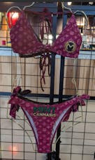 Mint Cannabis - Bikini - Pink w/Mint Logo Print (OS)